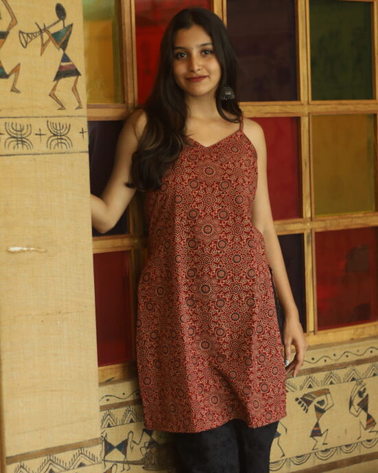 Ajrakh short kurta