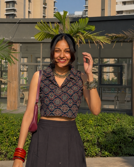 Indigo kohra top