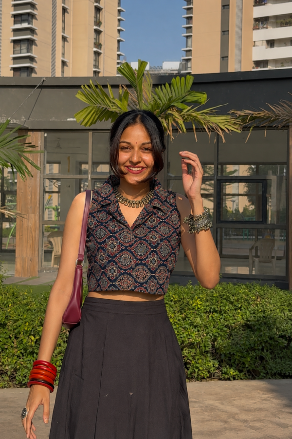 Indigo kohra top