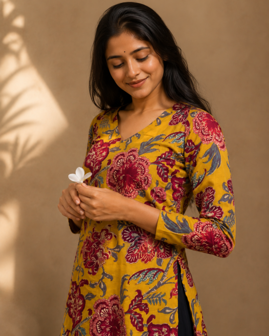 Yellow short kurti